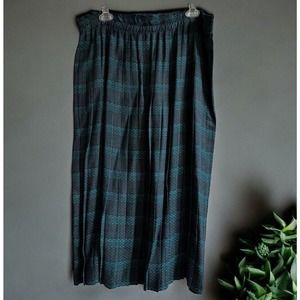 Vintage 90’s Fundamental Things‎ Skirt Womens 12 Pleated Teal Plaid Peasant Maxi